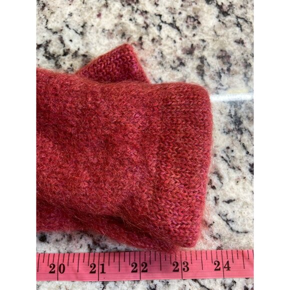 Womans Rectangle Wool Blend Scarf Hand Knit Red Textured Preppy - Picture 3 of 5
